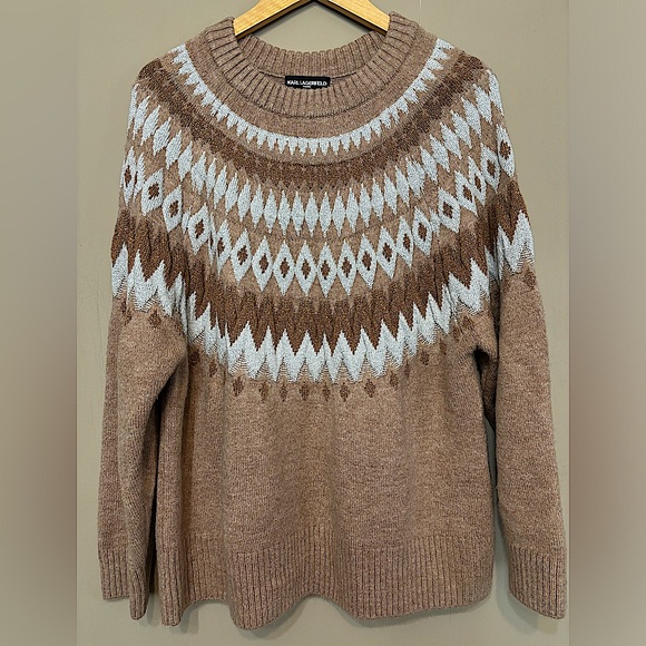 KARL LAGERFELD PARIS Fair Isle Metallic Sweater - Picture 1 of 6